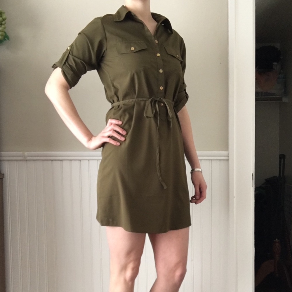 Shirt dress olive green